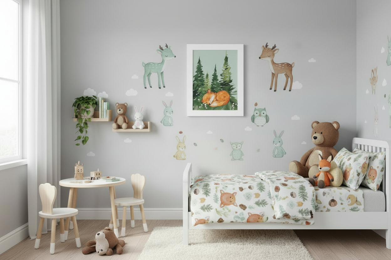 Sleeping Fox in the Pines Framed Poster