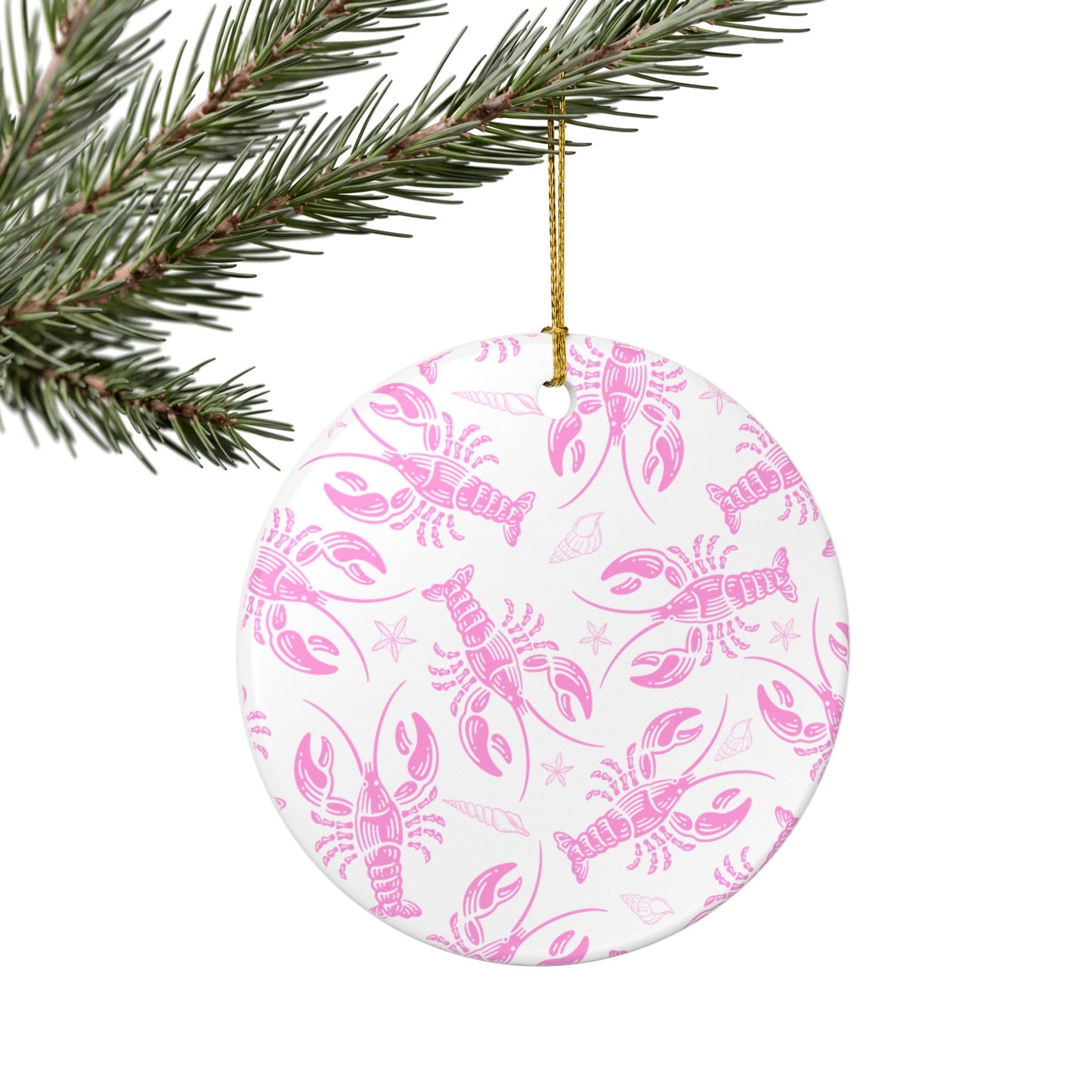 Pink Lobster Ceramic Ornament