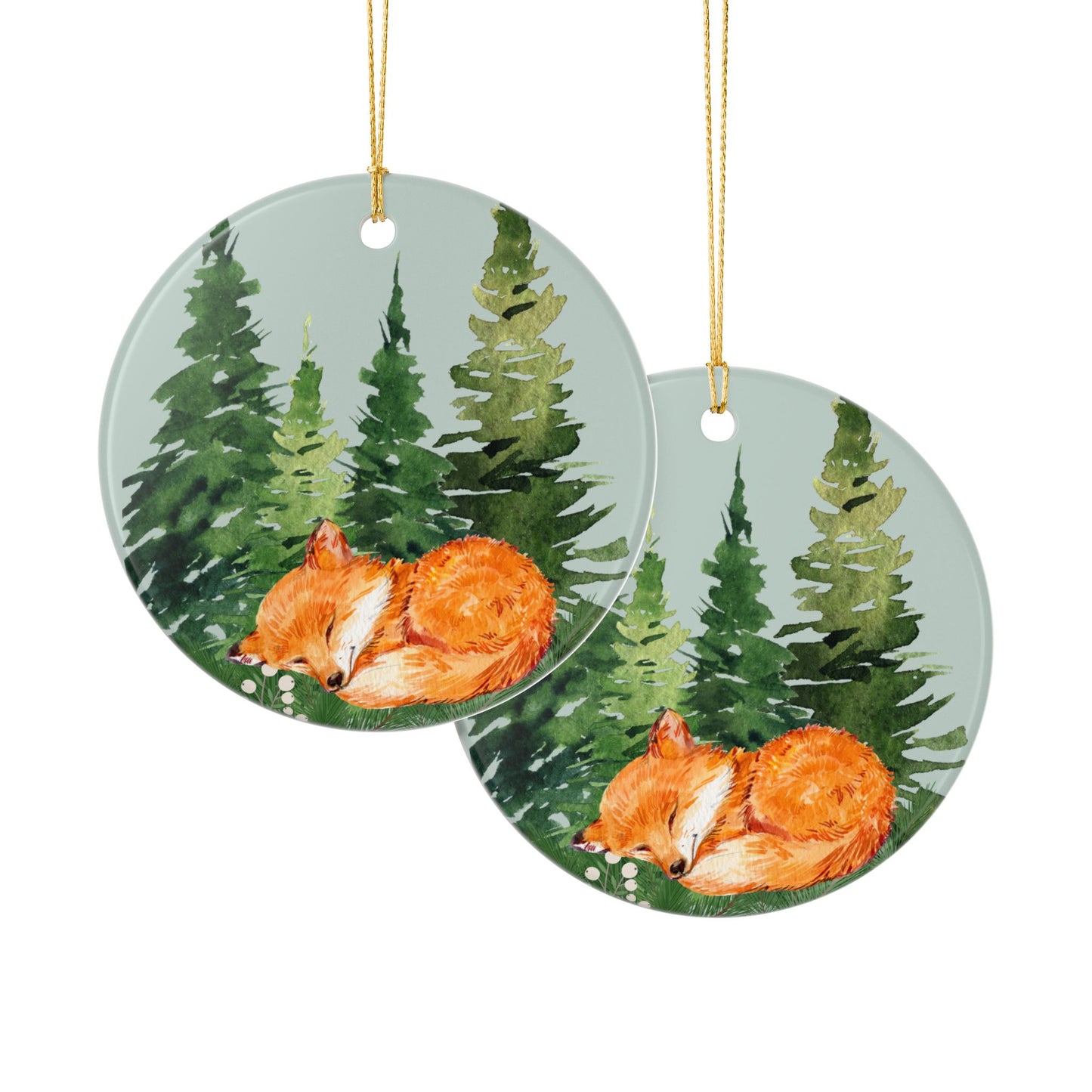 Sleepy Fox Woodland Ornament