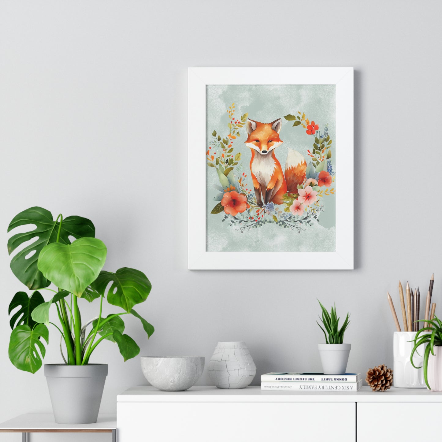 Floral Fox Framed Print