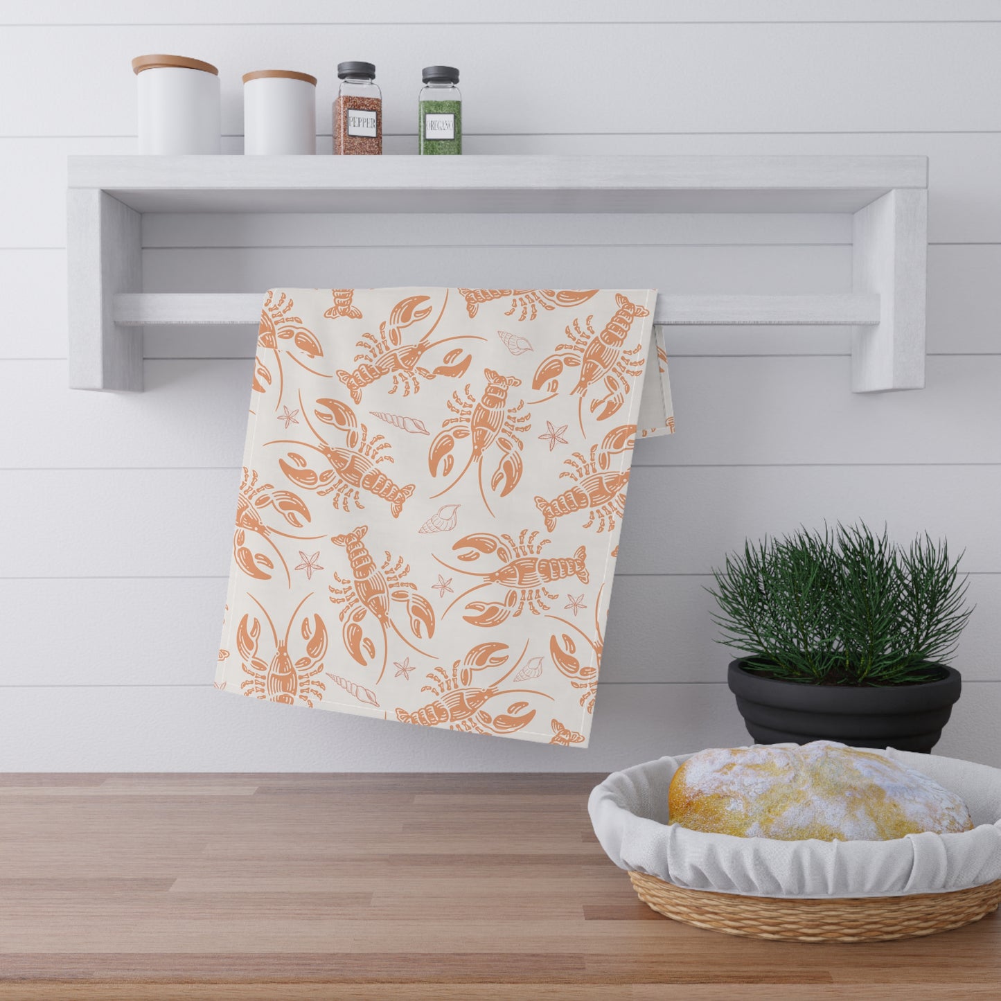 Coastal Lobster Tea Towels, Nautical Kitchen Decor, Seafood Lover Gift, Unique Cooking Towels, Beach House Essentials