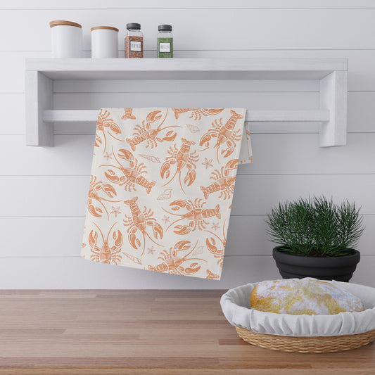Coastal Lobster Tea Towels, Nautical Kitchen Decor, Seafood Lover Gift, Unique Cooking Towels, Beach House Essentials