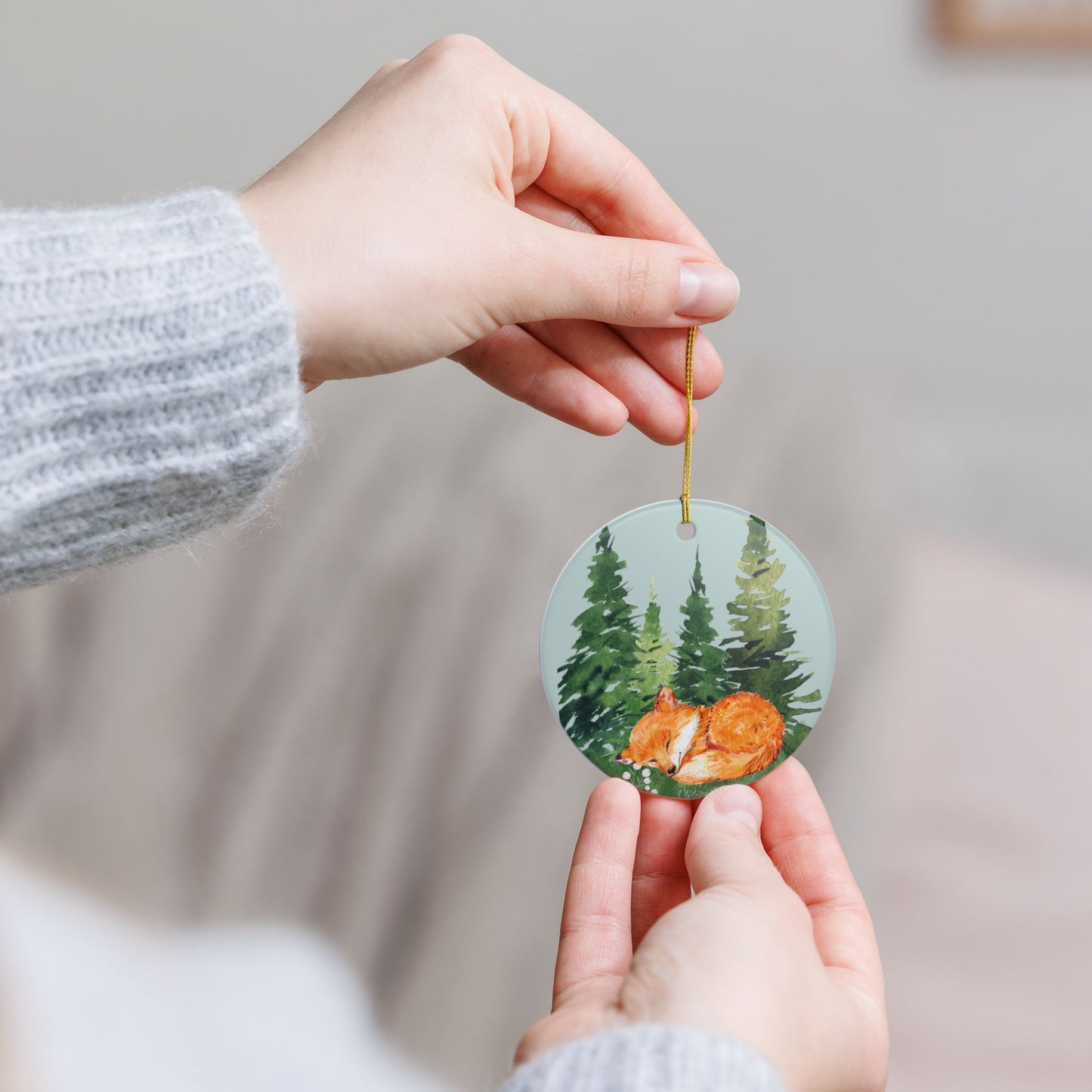 Sleepy Fox Woodland Ornament