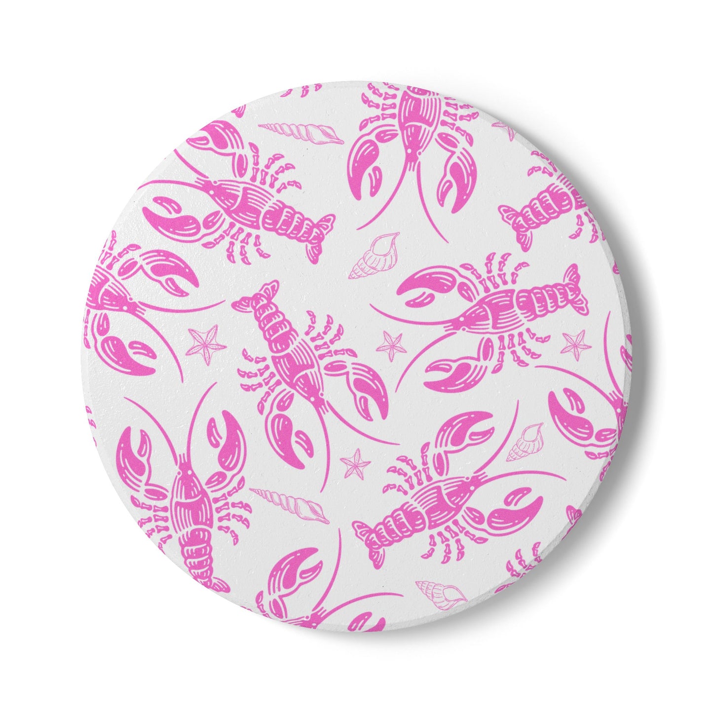 Pink Lobster Ceramic Coaster