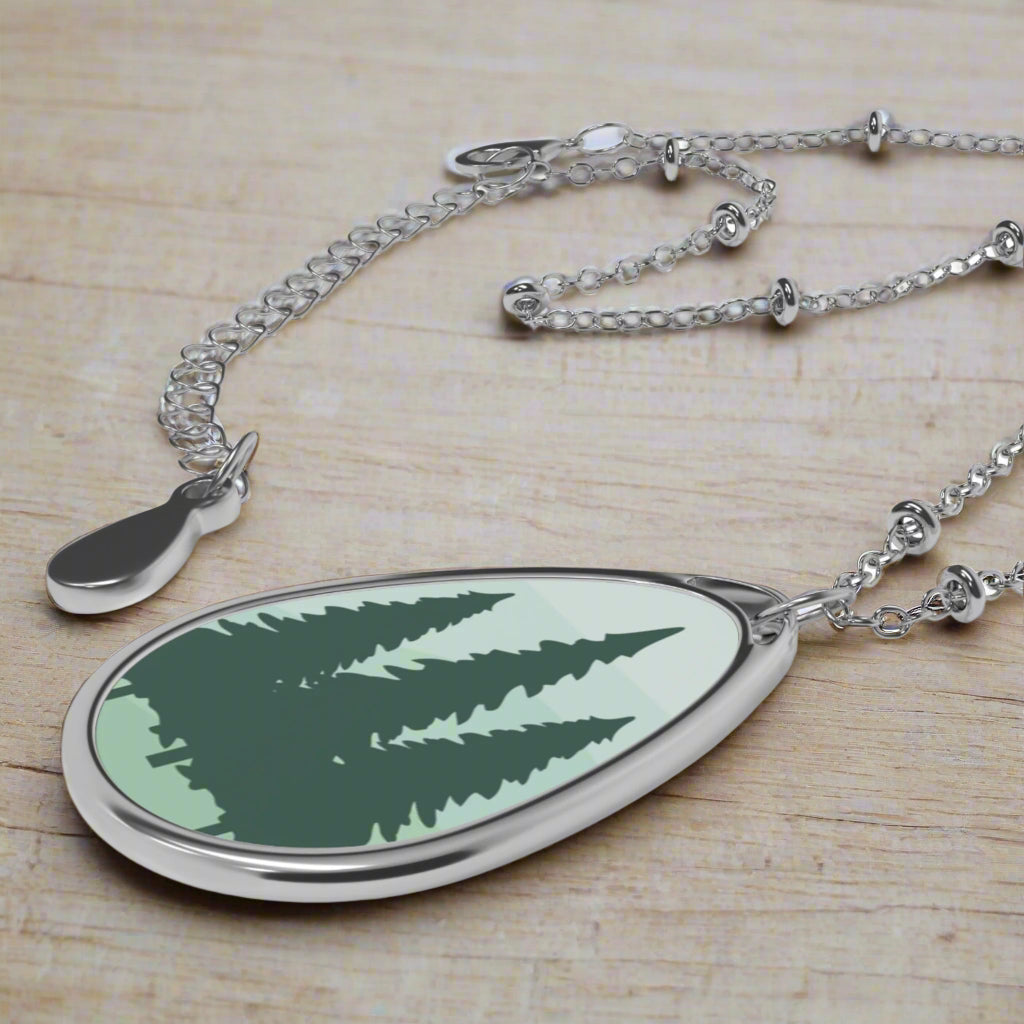 Forest Silhouette Teardrop Necklace