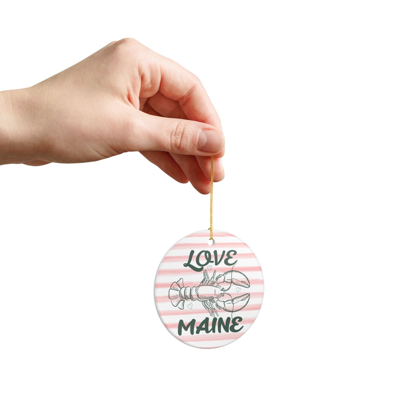 Love Maine Lobster Ceramic Ornament
