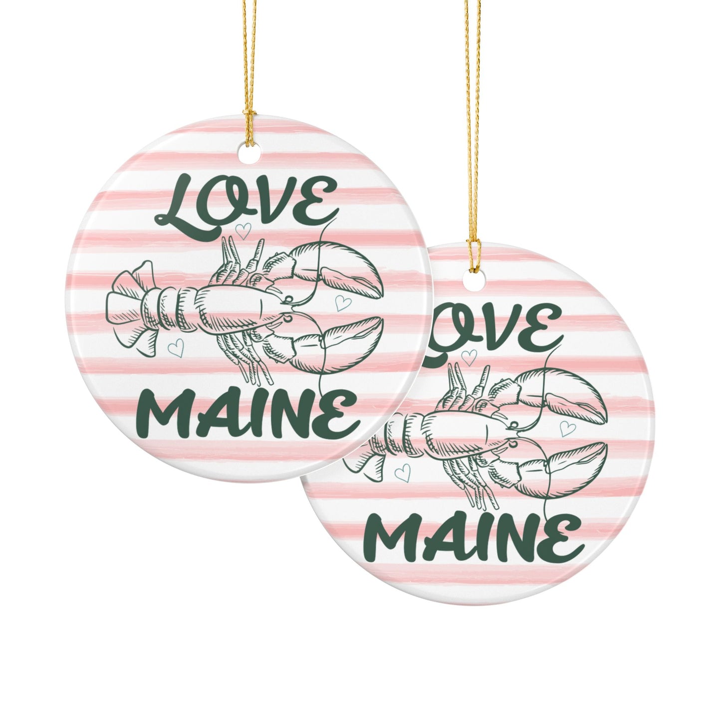 Love Maine Lobster Ceramic Ornament