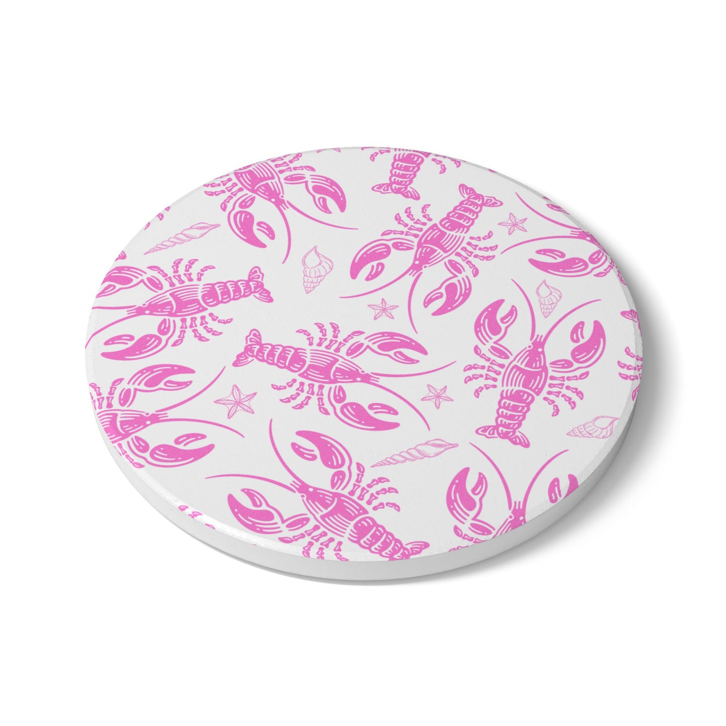 Pink Lobster Ceramic Coaster