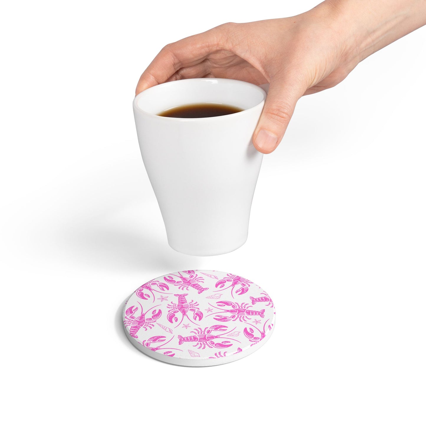 Pink Lobster Ceramic Coaster