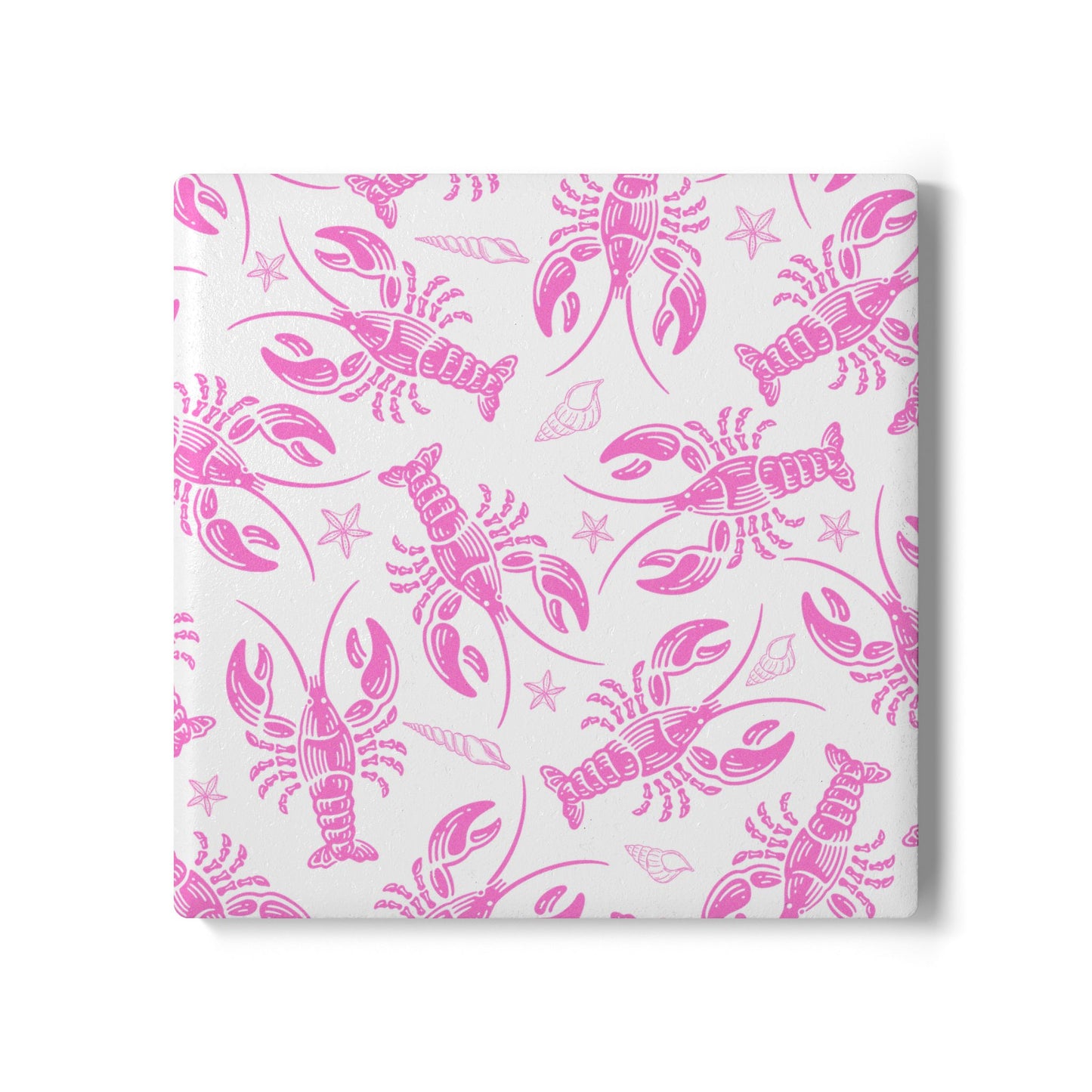 Pink Lobster Ceramic Coaster