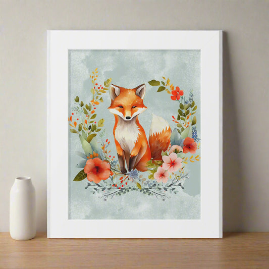Floral Fox Framed Print