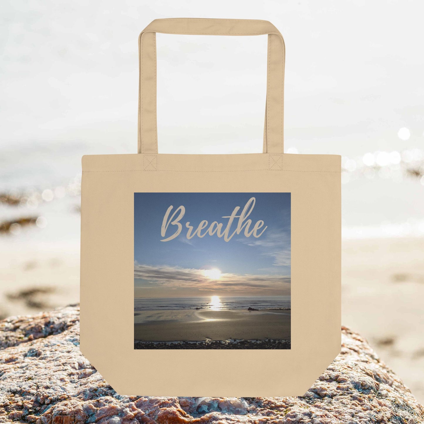 "Breathe" Beach Tote Bag